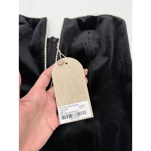 Meshki Elysia Rhinestone Black Strapless Mini Dress - Small - Picture 6 of 8